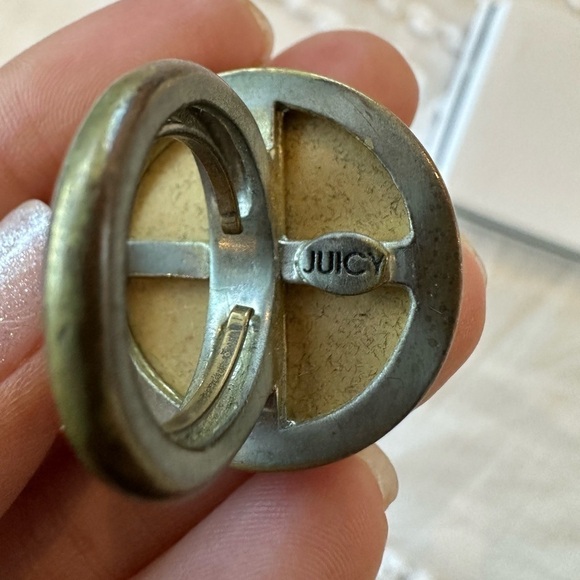 Vintage Y2K Juicy Couture Gold Pearl Diamond Cocktail Ring - Picture 8 of 9